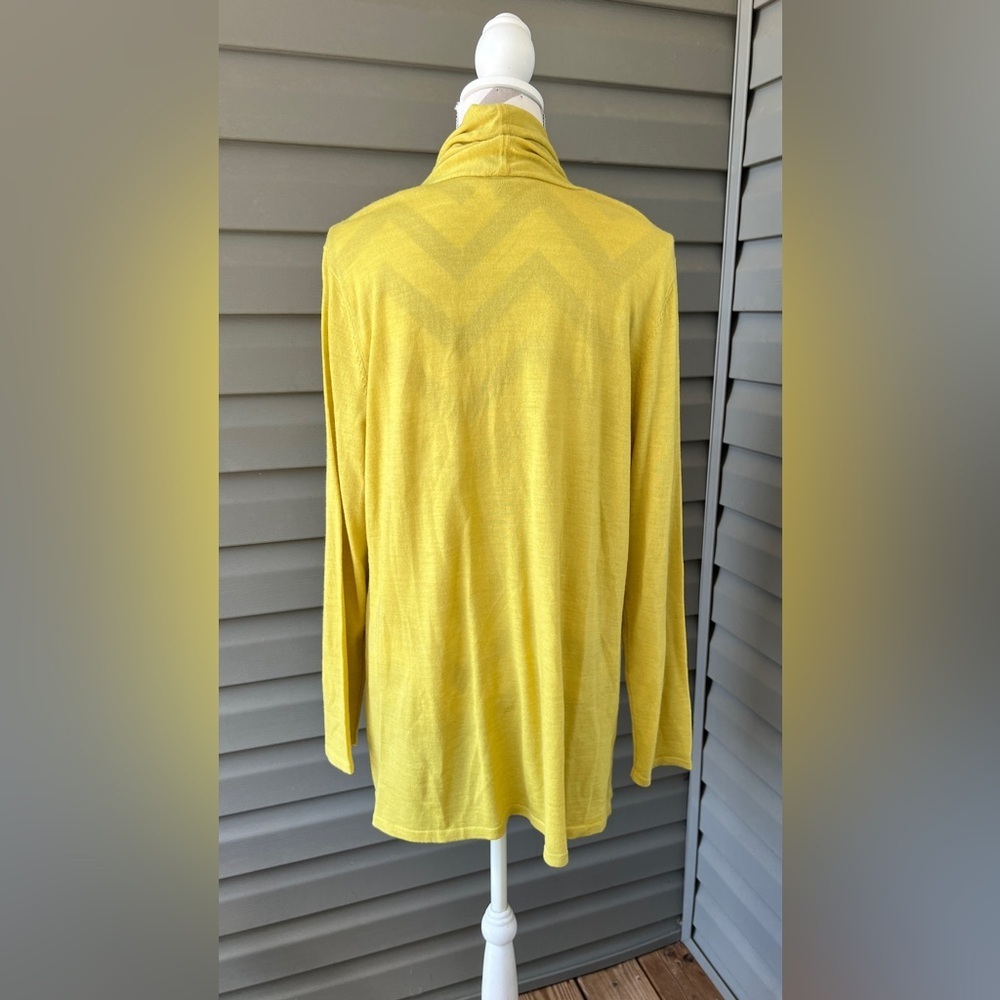 J.Jill 100% Marino Wool Yellow Open Front Cardigan Sz L - Picture 4 of 8